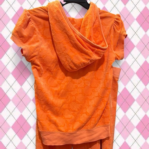juicy couture orange capri and short sleeve zip up tracksuit - Picture 3 of 7